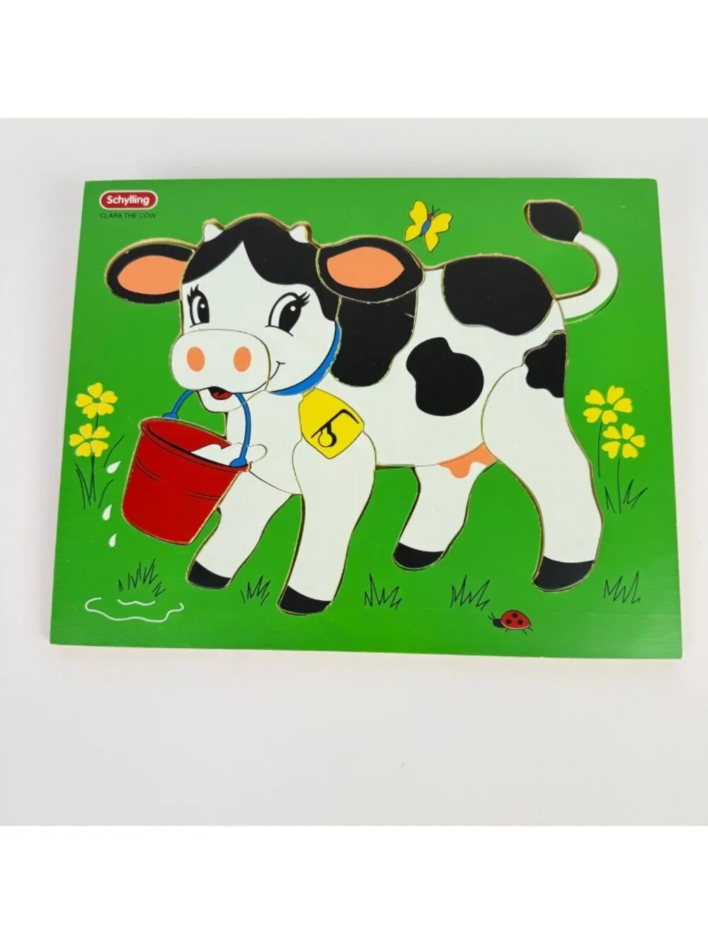 Vntage Schylling Clara the Cow Wood Tray Puzzle 13 Pc.